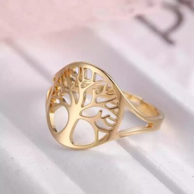 ANILLO DE ARBOL DE VIDA EN ACERO 316l GRADUABLE