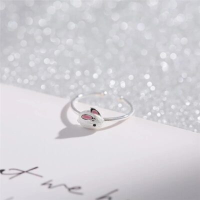 ANILLO DE CONEJITO TIERNO BAÑADO EN PLATA LEY 925 GRADUABLE